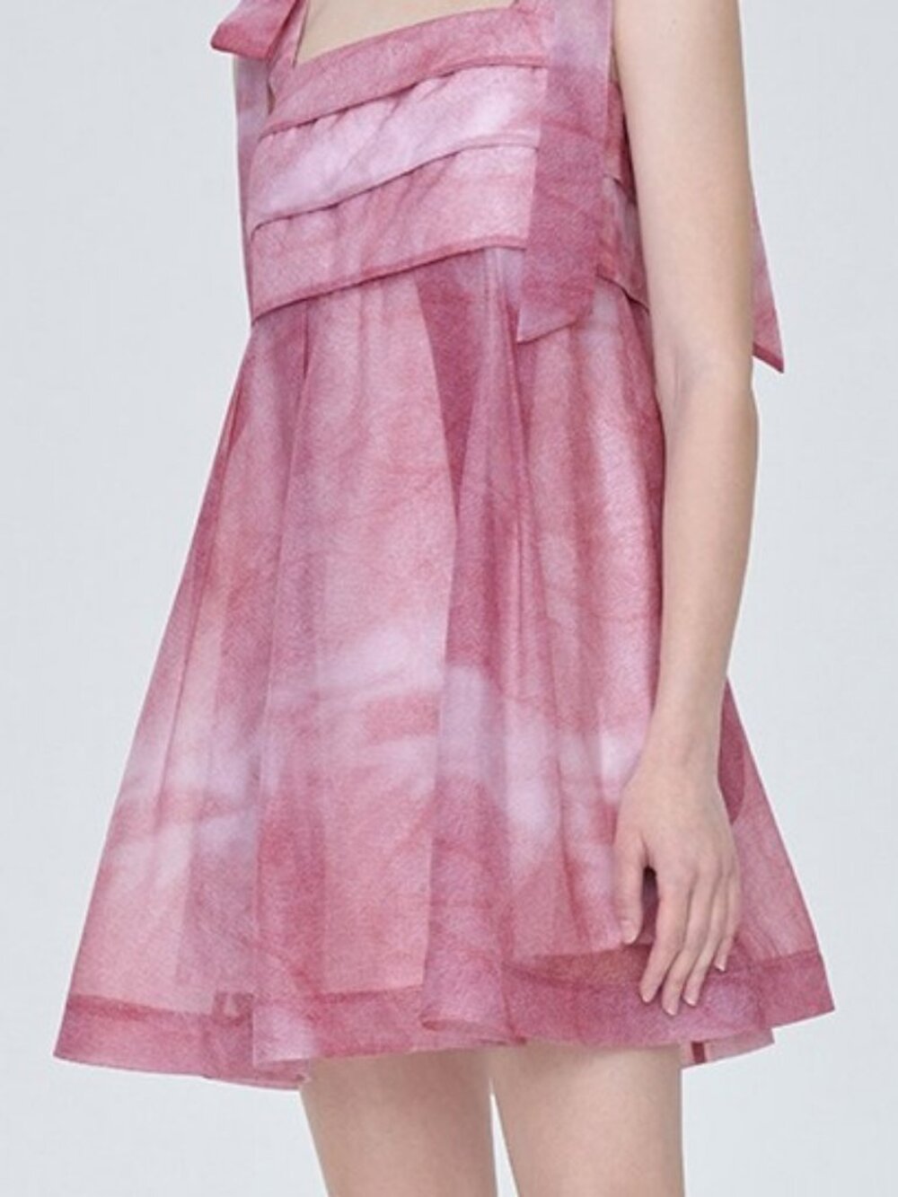 pink tie dye slip mini dress bow straps coquette fairy party dress